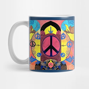 Peace sign bright color anti war peace Israel Palestine psychedelic art Mug